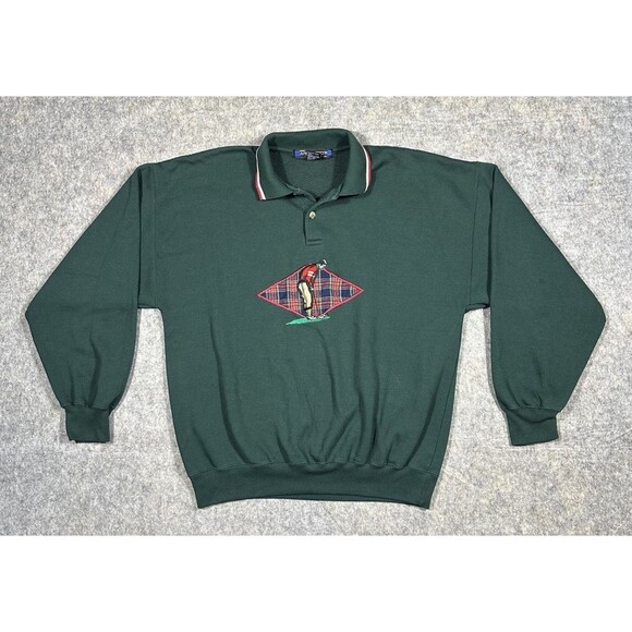Vintage Sport Architect Golf Sweater Men’s M Green Embroidery Pullover READ - Picture 1 of 7